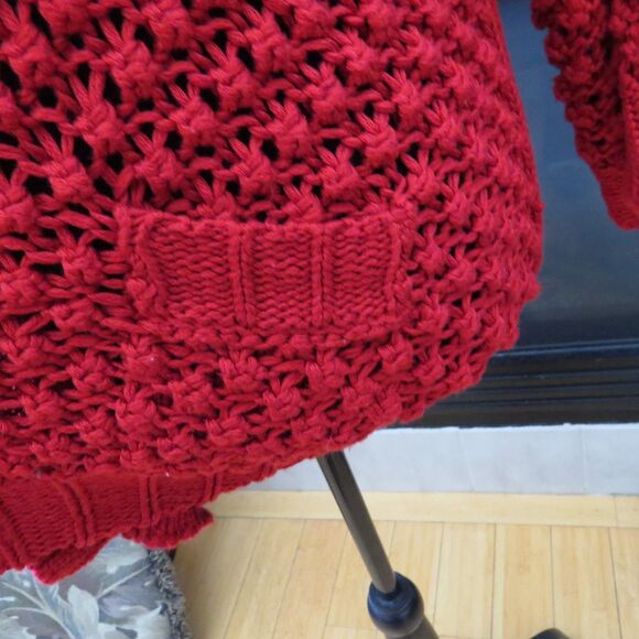 Chico's Women's Open Knit Cardigan 3/4 sleeves  Size 2 ( L/12) Deep Red EUC - Picture 7 of 11